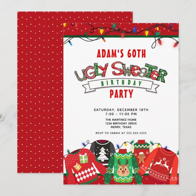 Fête de sueur moche 60e anniversaire Invitation (Devant / Derrière)