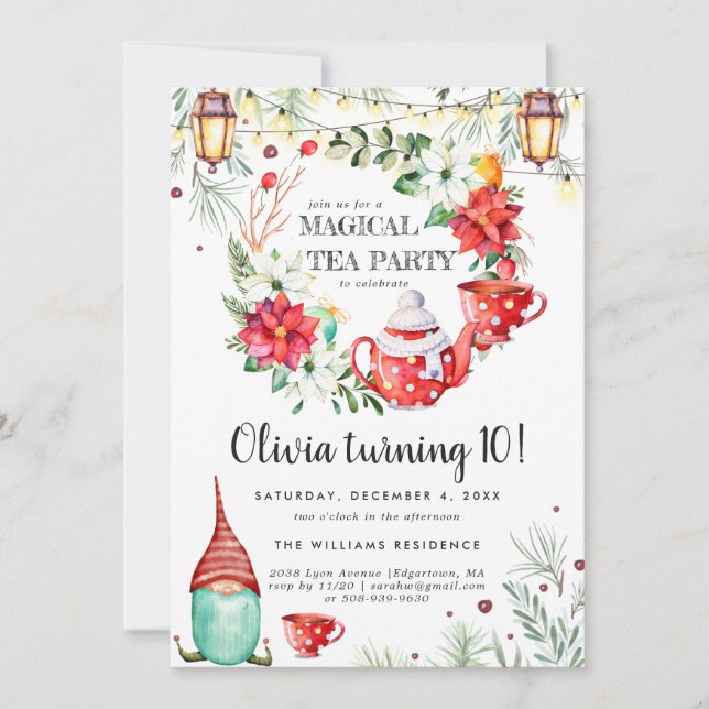 Fête de thé d'hiver Invitation d'anniversaire (Devant)