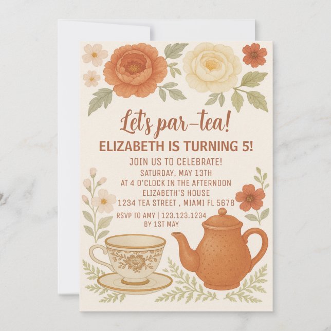 Fête de thé Fairytale Invitation d'anniversaire (Devant)
