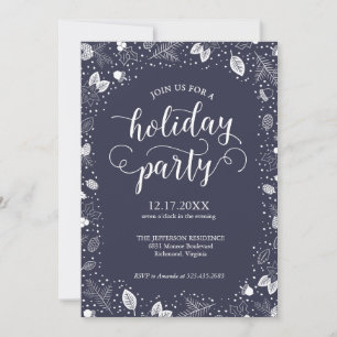 Fête de vacances Invitation Calligraphie Foliage d