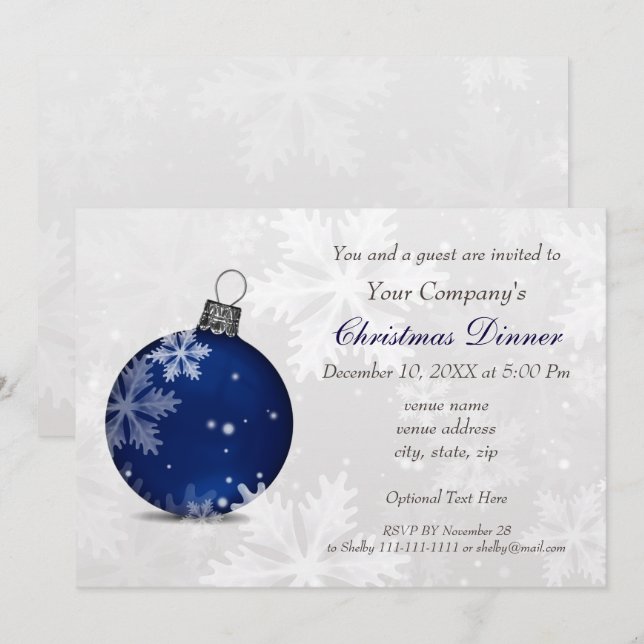 Fête de vacances Silver Navy Corporate Invitation (Devant / Derrière)