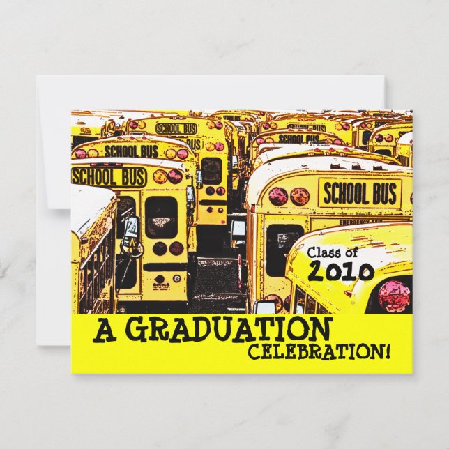 Fête des diplômes Invitation Jaune à l'école de bu (Devant)