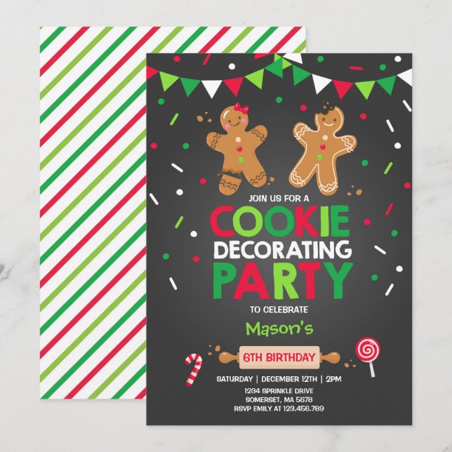 Fête des fêtes de cookie décorative Invitation (Devant / Derrière)