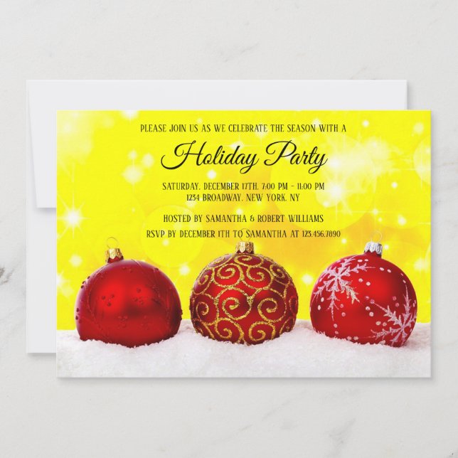 Fête des Fêtes rouge bals de Noël Invitation (Devant)