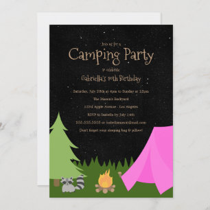 Fête des filles de camping Invitation à la fête d