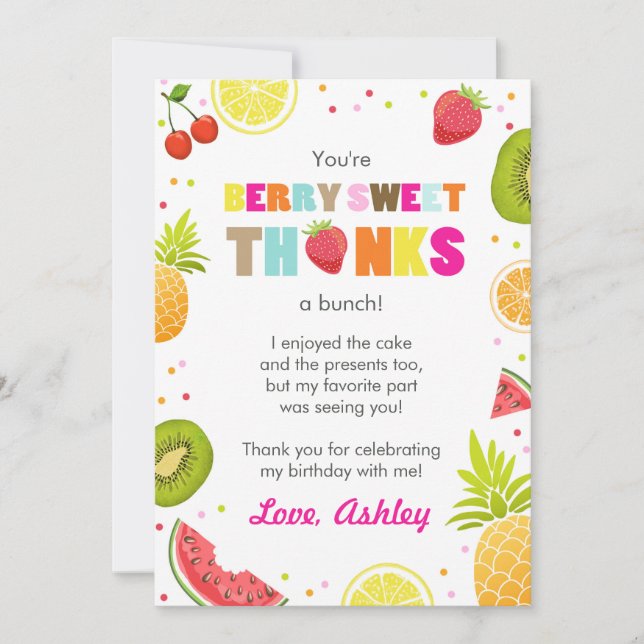 fête des fruits à deux tti Carte de remerciements  (Devant)
