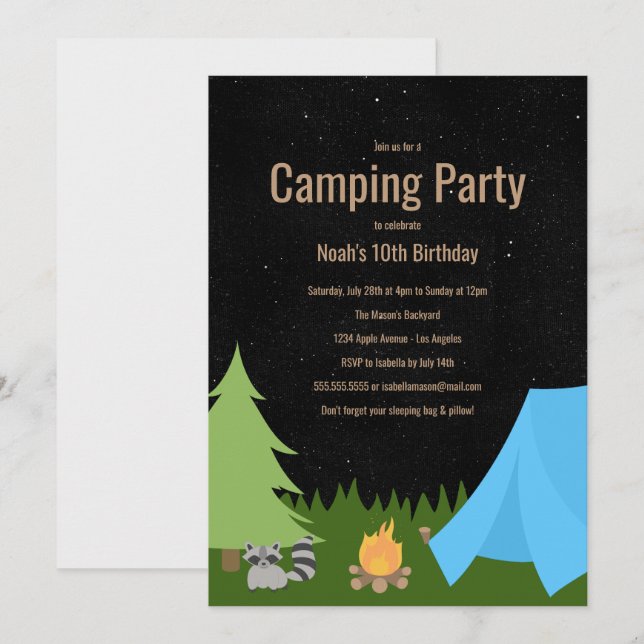 Fête des garçons | Invitation de fête d'anniversai (Devant / Derrière)