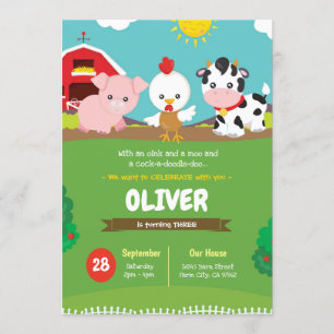 Fête des Invitations d'anniversaire de ferme