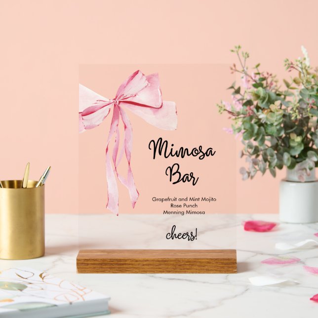 Fête des mariées à barres Mimosa en ruban rose (Mariage)