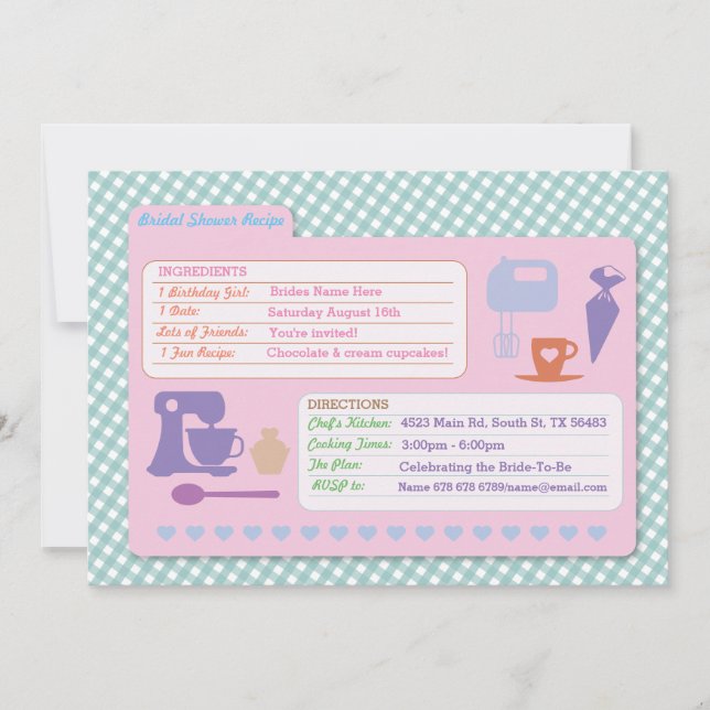 Fête des mariées Baking Recette Carte Invitation d (Devant)