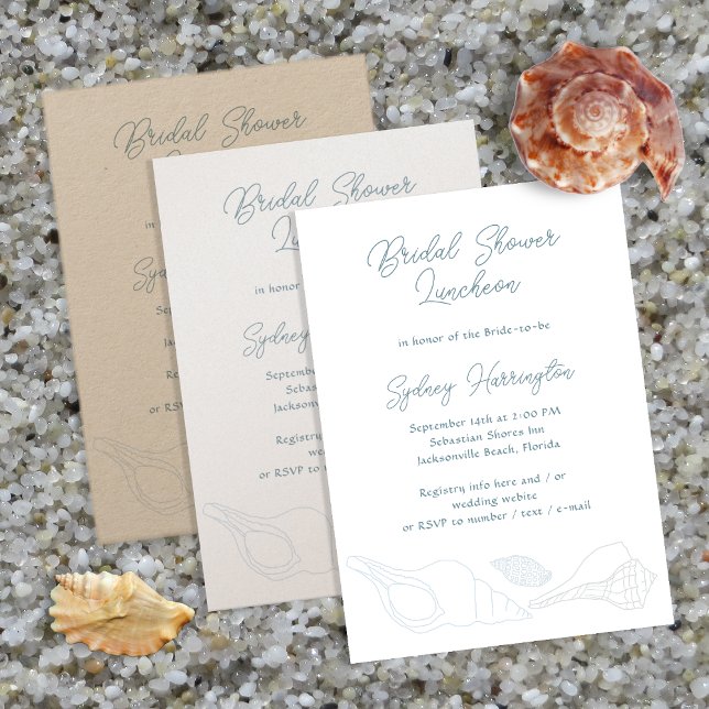 Fête des mariées Beach Shells Invitation Modèle (Créateur téléchargé)