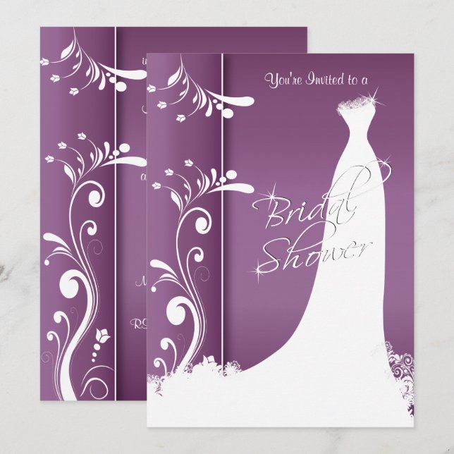 Fête des mariées - Belle Plum Purple Invitation (Devant / Derrière)