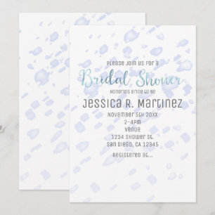 Fête des mariées Bleu Pluie Aquarelle Invitations