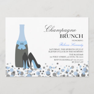 Fête des mariées bleue Champagne Brunch Invitation