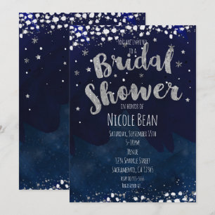 Fête des mariées Blue & Silver Starry Invitations
