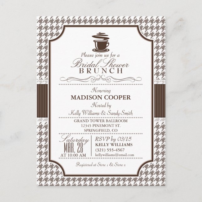Fête des mariées Brunch ; Taupe Invitation Houndst (Devant)
