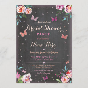 Fête des mariées Butterfly Chalk Invitation Bachel