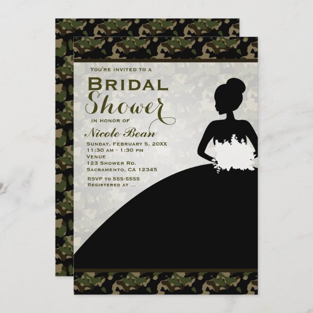 Fête des mariées Camoflague Mariée Invitations mod (Devant / Derrière)