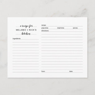 Fête des mariées carte de recette, jeu blanc simpl
