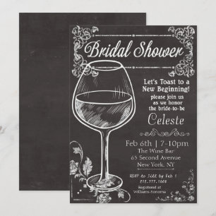 Fête des mariées Chalk Chalkboard Wine Invitation