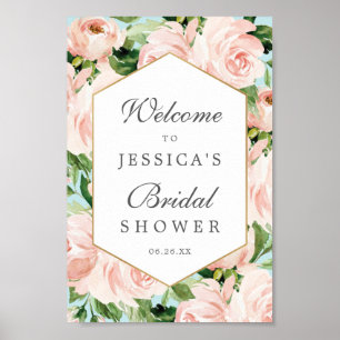 Fête des mariées chic Shabby Affiche de bienvenue
