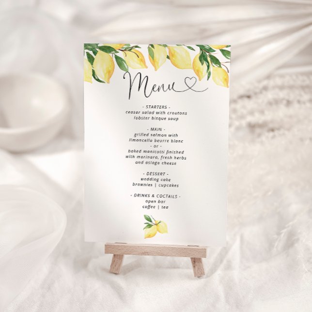 Fête des mariées citron Élégant Menu Invitation (Créateur téléchargé)
