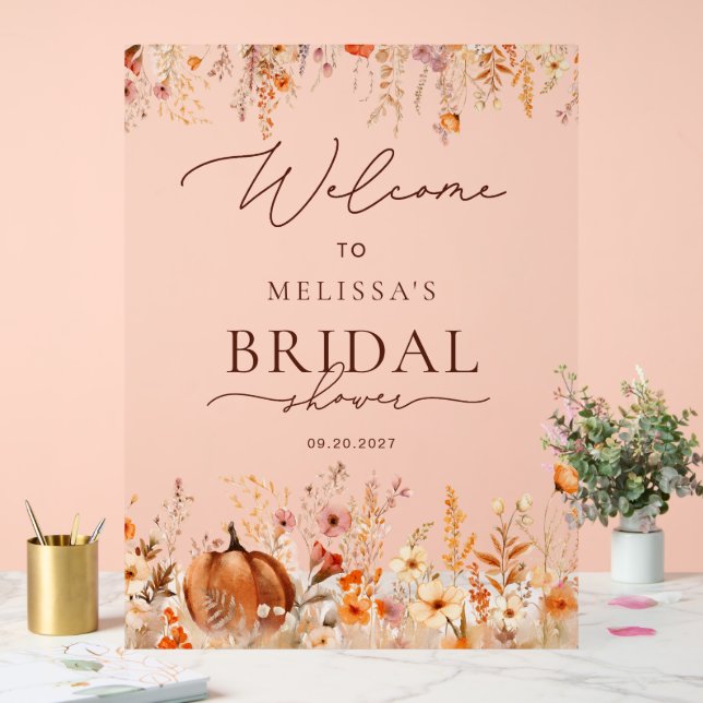 Fête des mariées Citrouille Boho Automne Aquarelle (Mariage)