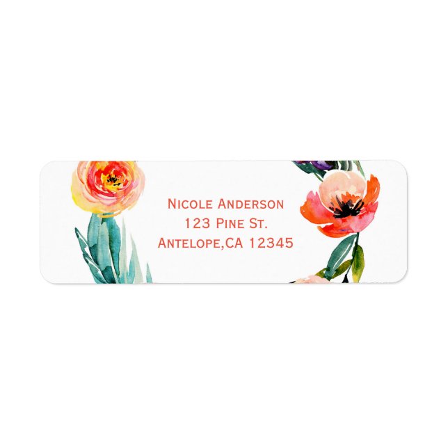 Fête des mariées d'aquarelle brillante gras fleuri (Devant)