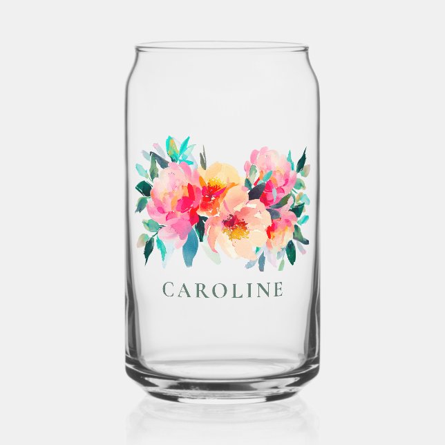 Fête des mariées d'aquarelle florale de pivoine ro (Recto)