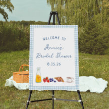 Fête des mariées de Brunch bleu En vichy Affiche d