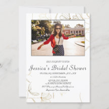 Fête des mariées de fleurs d'or Invitation PHOTO
