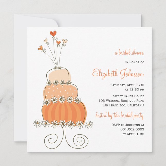 Fête des mariées de gâteau Mariage doux Invitation (Devant)