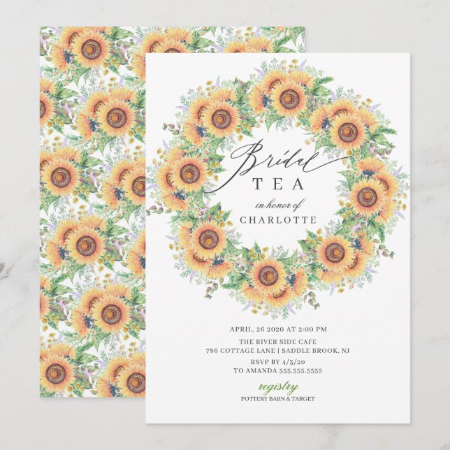 Fête des mariées de jardin de tournesol Invitation (Devant / Derrière)