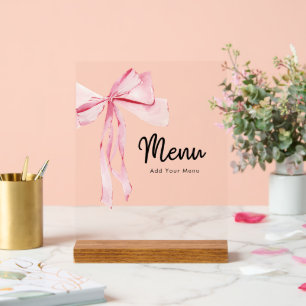 Fête des mariées de menu Elegant Pink Bow