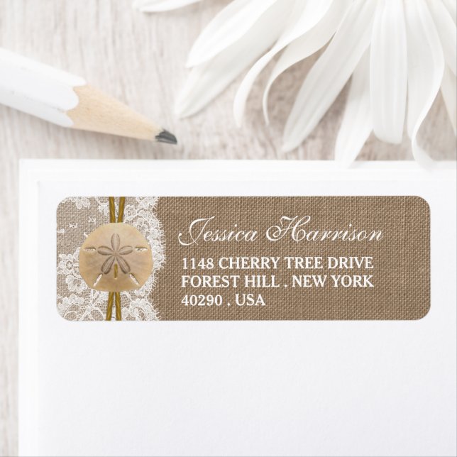 Fête des mariées de plage Burlap, Lace & Sand Doll (En situation)