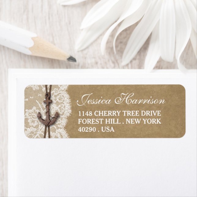 Fête des mariées de plage Kraft, dentelle et Ancre (En situation)