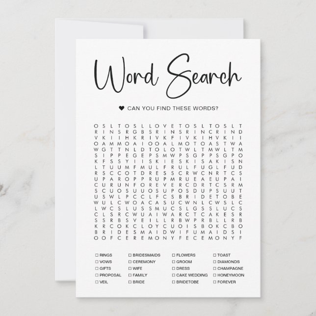 Fête des mariées de recherche Word - Carte de jeu (Devant)