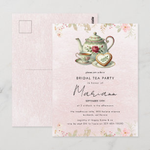 Fête des mariées de théière Florale Invitation de 