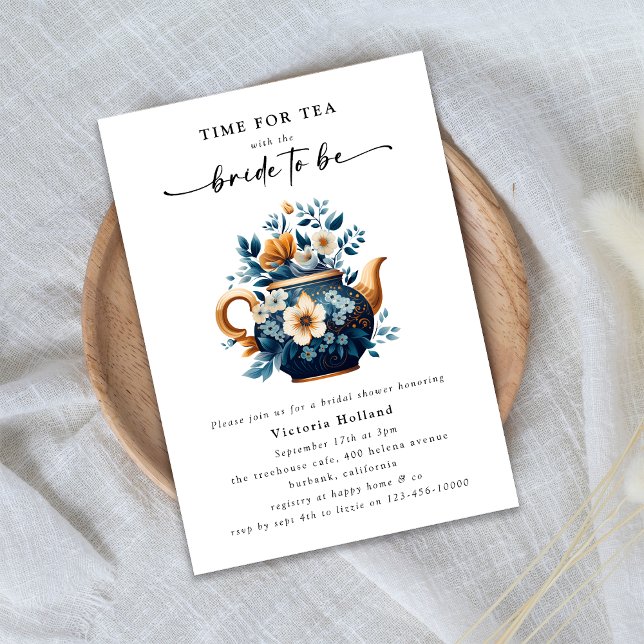Fête des mariées de théière Florale Invitation de  (Créateur téléchargé)