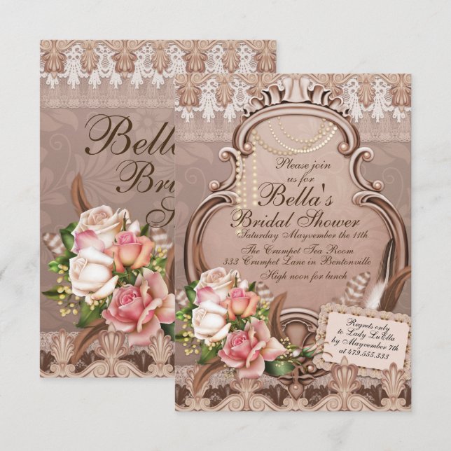 Fête des mariées Déjeuner fêtes Invitations (Devant / Derrière)