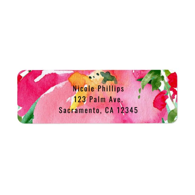 Fête des mariées d'été à fleurs d'aquarelle rose (Devant)