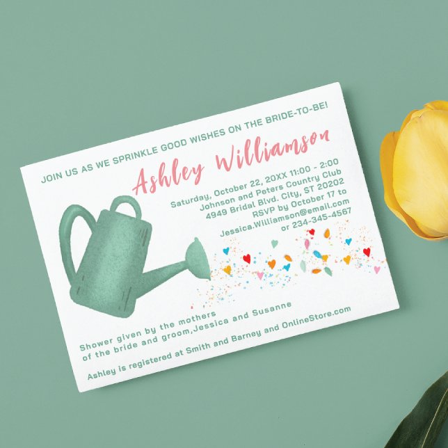 Fête des mariées Eau verte peut Coeur Invitation (Créateur téléchargé)