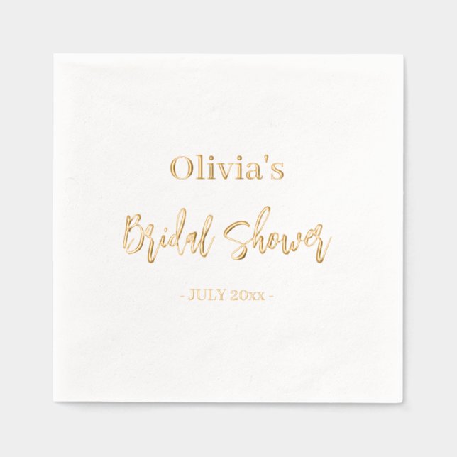 Fête des mariées Élégant Moderne Script Minimal Or (Recto)