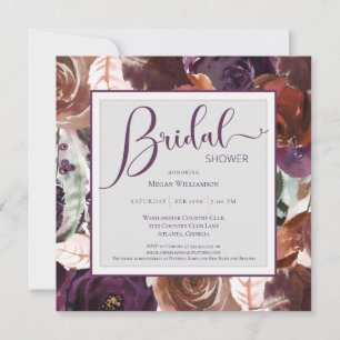 Fête des mariées Élégante Purple Floral Invitation
