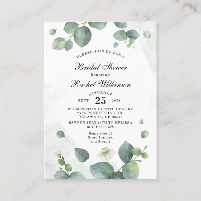 Fête des mariées Eucalyptus Green Invitation (Devant)