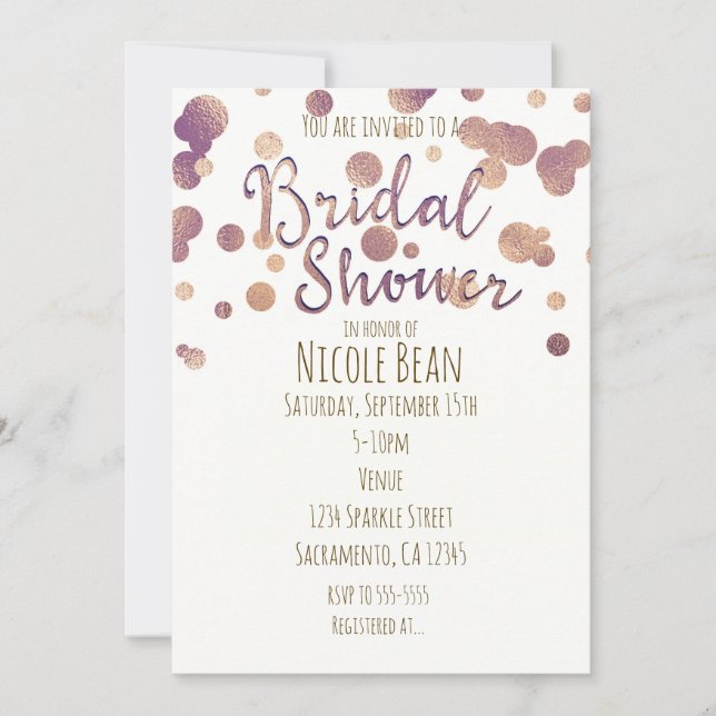 Fête des mariées Faux Rose Gold Bronze Invitations (Devant)