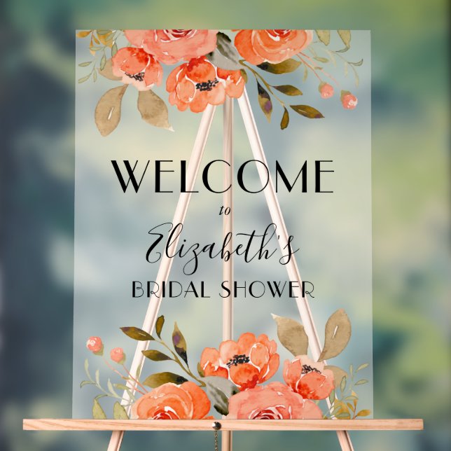 Fête des mariées florale aquarelle Bienvenue (Neutre)