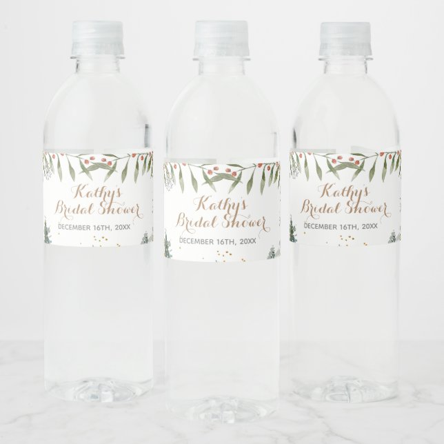 Fête des mariées Florale d'hiver Étiquette bouteil (Bouteilles)