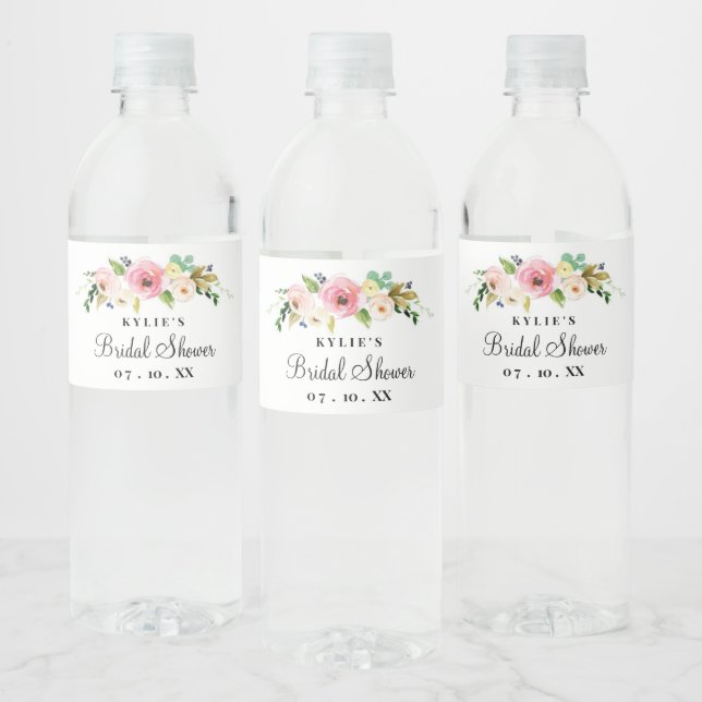 Fête des mariées Florale Étiquette bouteille d'eau (Bouteilles)