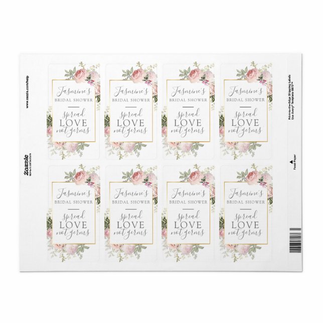 Fête des mariées Florale rose Étalé Amour Pas Germ (Feuille entière)